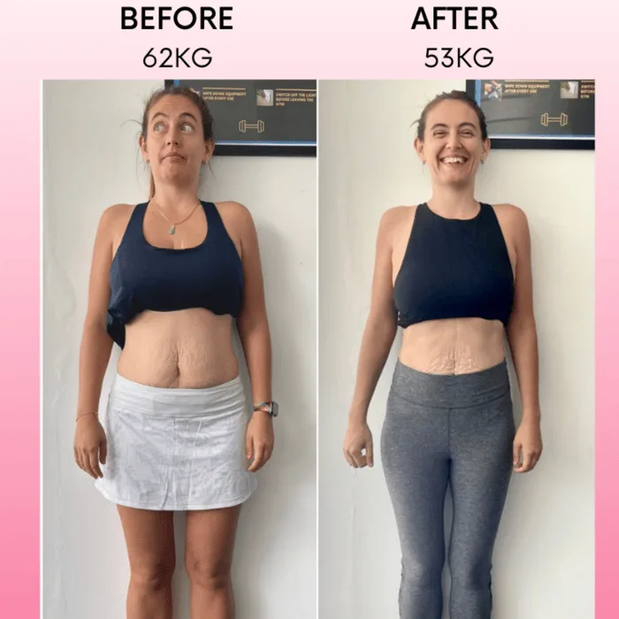 Mounjaro client fitness transformation results with personal trainer Dubai
