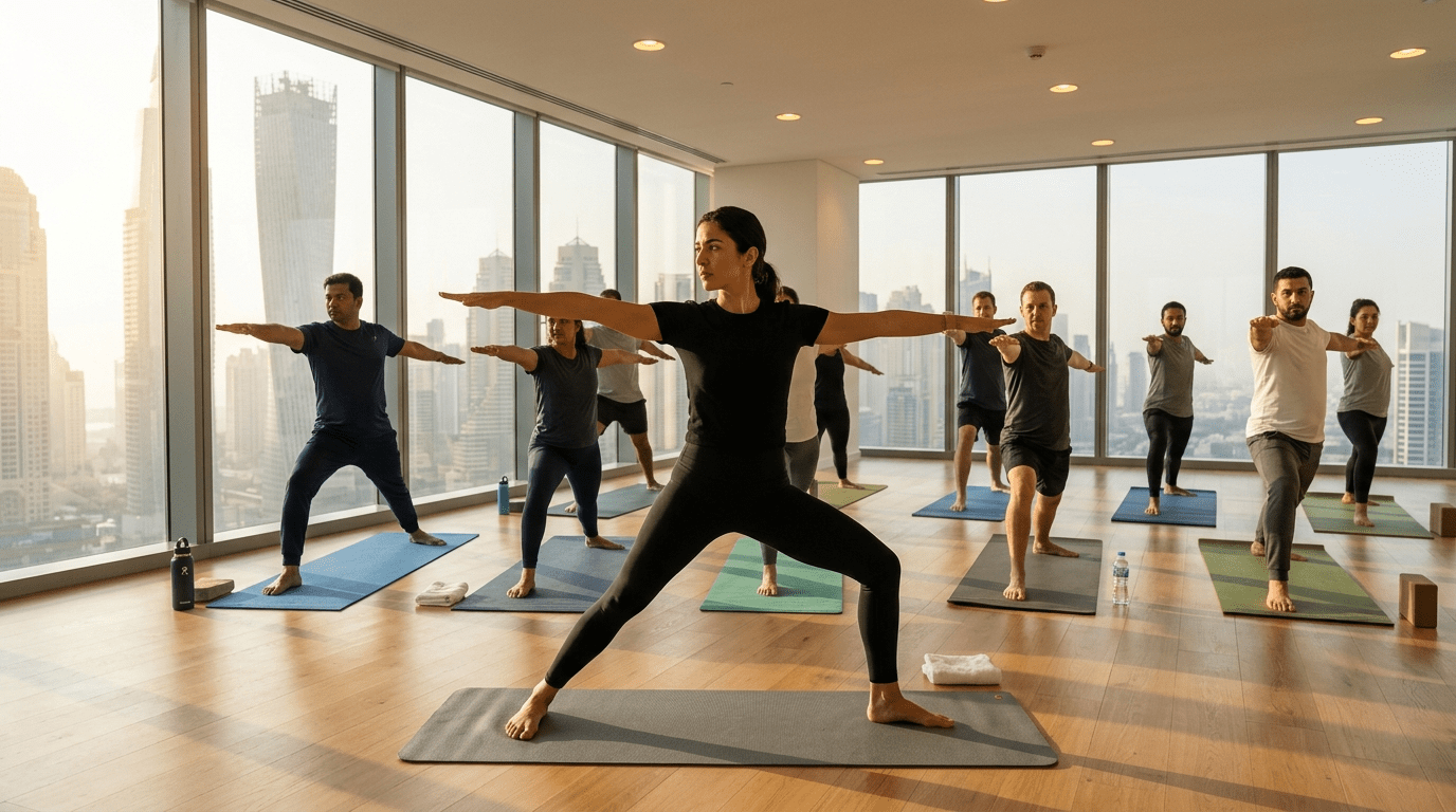 Corporate yoga Dubai sessions for offices, teams, and wellness weeks